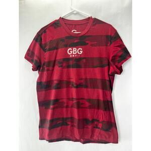 GBG By Guess Men's T-Shirt Size L Red/Black Camo Striped